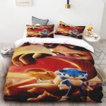 Housse de couette 3d exquise dessin anime sonic papier peint anime impression num�rique ensemble de literie ...