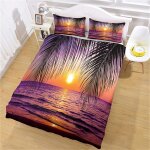 Housse de couette ado xcm - parure de lit personnes - d paysage de coucher de soleil sur la mer imprim�� ...