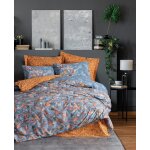 Housse de couette alekra 140x200 cm - coton ranforce moutarde avec 2 taies 60x60 cm