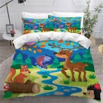 Housse de couette animaux de la for��t x imprim�� d mangas de dessins anim��s parure de lit personnes ...