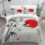 Housse de couette bambou oiseau soleil x imprim�� d style japonais parure de lit personnes hypoallergique ...