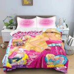 Housse de couette barbie princesse, parure de lit rose douce barbie pour enfants, housse de couette dessin ...