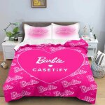 Housse de couette barbie princesse, parure de lit rose douce barbie pour enfants, housse de couette dessin ...