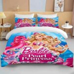 Housse de couette barbie princesse, parure de lit barbie rose douce pour filles, housse de couette moderne ...
