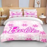 Housse de couette barbie princesse, parure de lit barbie rose douce pour filles, housse de couette moderne ...