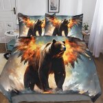Housse de couette bear impression d animal parure de lit en microfibre hypoallergique housses de couettes ...