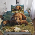 Housse de couette bear microfibre parure de lit housses de couettes animal avec taies d'oreiller d parure ...