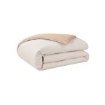 Housse de couette bicolore en coton beige 240x220