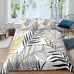 Housse de couette blanc plantes feuilles x cm avec x taies d'oreiller d imprim�� microfibre literie parure ...