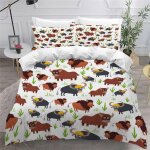 Housse de couette buffle x imprim�� d animaux de la ferme parure de lit personnes hypoallergique microfibre ...