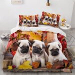 Housse de couette carlin x imprim�� d chien animal parure de lit personnes hypoallergique microfibre ...