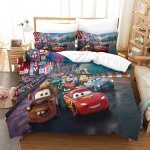 Housse de couette cars, parure de lit cartoon, impression num��rique d, microfibre, fermeture ��clair ...
