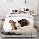 Housse de couette chat et chien x imprim�� d mignon animal de compagnie parure de lit personnes hypoallergique ...