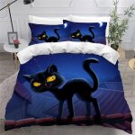 Housse de couette chat noir x imprim�� d style anime animaux parure de lit personnes hypoallergique microfibre ...