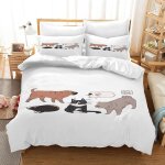 Housse de couette chat, housse de couette et taies d'oreillers animaux microfibre, parure de lit pour ...