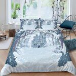 Housse de couette chateau de princesse x imprim�� d hiver parure de lit personnes hypoallergique microfibre ...
