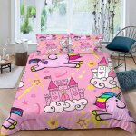 Housse de couette chateau de princesse x imprim�� d kawaii rose parure de lit personnes hypoallergique ...