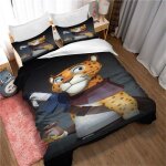 Housse de couette chaude automne - hiver avec fermeture eclair, parure de lit 3 pieces motif animaux ...