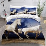 Housse de couette cheval blanc x imprim�� d animal parure de lit personnes hypoallergique microfibre ...