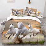 Housse de couette cheval x cm personnes parure de lit pi��ces cheval animal literie d hd impression microfibre ...