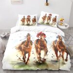 Housse de couette cheval x cm personne parure de lit pi��ces cheval animal literie d hd impression microfibre ...