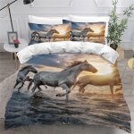 Housse de couette cheval x imprim�� d animaux du coucher du soleil parure de lit personnes hypoallergique ...