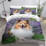Housse de couette chien de berger shetland x imprim�� d chienanimal parure de lit personnes hypoallergique ...