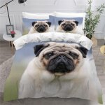 Housse de couette chien carlin x imprim�� d chien de compagnie parure de lit personnes hypoallergique ...