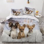 Housse de couette chihuahua chien papillon x imprim�� d chien parure de lit personnes hypoallergique ...