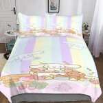 Housse de couette cinnamoroll microfibre parure de lit housses de couettes anime avec taies d'oreiller ...