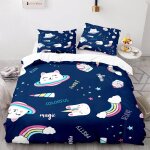 Housse de couette cm x cm chat arc - en - ciel housse de couette x fille avec taies d'oreiller x cm moelleux ...