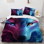 Housse de couette cm x cm loup animal housse de couette x enfant avec deux taies d'oreiller x cm anti ...