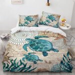 Housse couette cm x cm tortue de mer housse de couette x enfant avec deux taies d'oreiller x cm anti ...