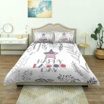 Housse de couette, composition florale et feuillue de citations d'��toiles symboliques, ensemble de literie ...