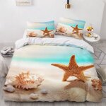 Housse de couette coquillage ��toile de mer x imprim�� d oc��an parure de lit personnes hypoallergique ...