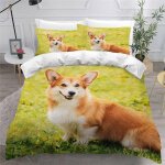 Housse de couette corgi x imprim�� d chien de compagnie parure de lit personnes hypoallergique microfibre ...