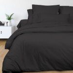 Housse de couette en coton 260x240 cm percale anthracite, par soleil d'ocre