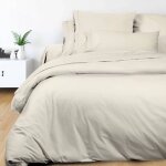 Housse de couette en coton 260x240 cm percale ecru, par soleil d'ocre