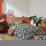 Housse de couette coton g�om�trique r�versible uni