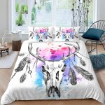 Housse de couette crane de cerf x imprim�� d couleur parure de lit personnes hypoallergique microfibre ...