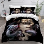 Housse de couette crane x imprim�� d anime squelette parure de lit personnes hypoallergique microfibre ...