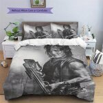 Housse de couette daryl dixon � the walking dead � motif tir a l'arc - imprime noir et blanc avec arbal�te, ...