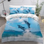 Housse de couette dauphin oc��an x imprim�� d paysage marin animaux parure de lit personnes hypoallergique ...