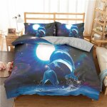 Housse de couette dauphins vagues motif parures de lit sets oc��an microfibre avec fermeture ��clair ...