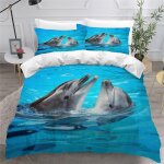 Housse de couette dauphin x enfant ado fille d cr��atures aquatiques parure de lit personne microfibre ...