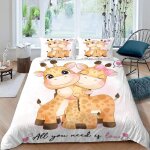 Housse de couette dessin anim�� girafe x imprim�� d animaux mignons parure de lit personnes hypoallergique ...