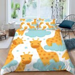 Housse de couette dessin anim�� girafe x imprim�� d animaux mignons parure de lit personnes hypoallergique ...