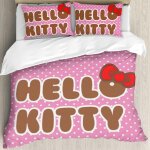 Housse de couette dessin anime hello cat kitty parure de lit enfant kawaii parure de lit fille jolie ...