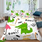 Housse de couette dinosaure de dessin anim�� x imprim�� d animaux mignons parure de lit personnes hypoallergiq ...