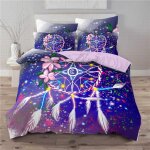 Housse de couette dreamcatcher parure de lit boh��me attrape - r��ves en plumes imprim�� housse de couette ...